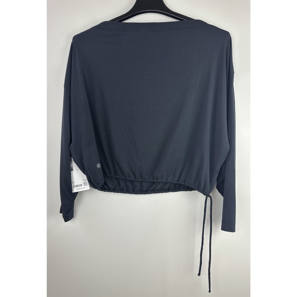 NWT Athleta Cool Down Black Long Sleeve Modal Drawstring Yoga Top Size Medium M - Picture 8 of 13